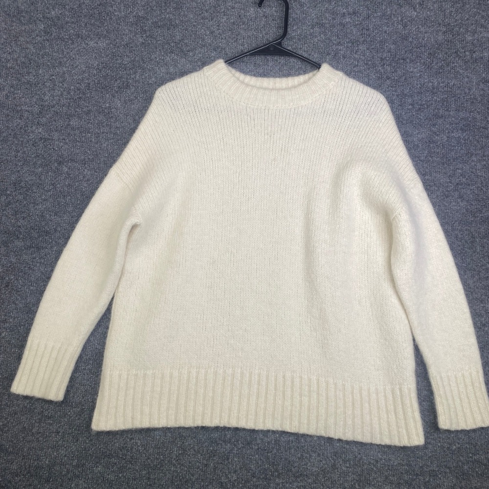 Jenni Kayne Everyday Sweater Ivory Baby Alpaca Wool Crewneck XS 274-7378-D21